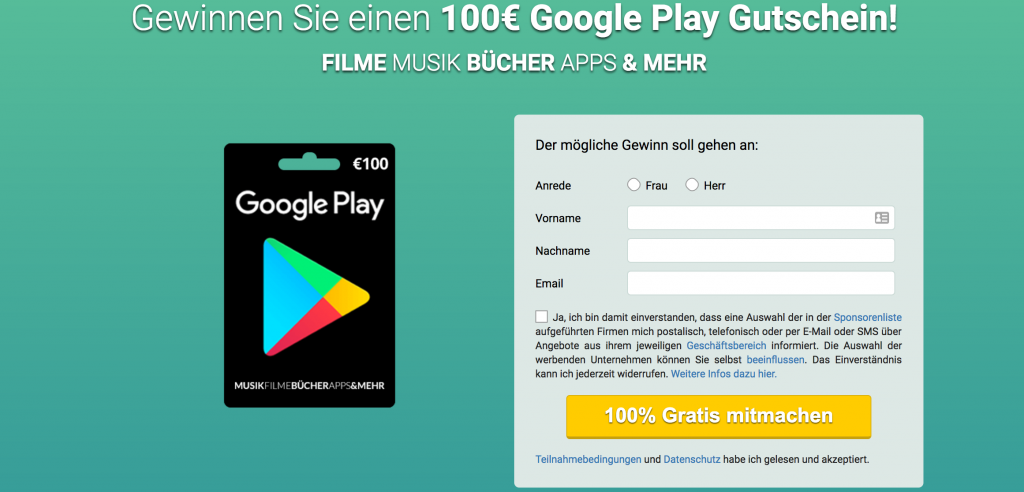 Google Play Store Gutschein